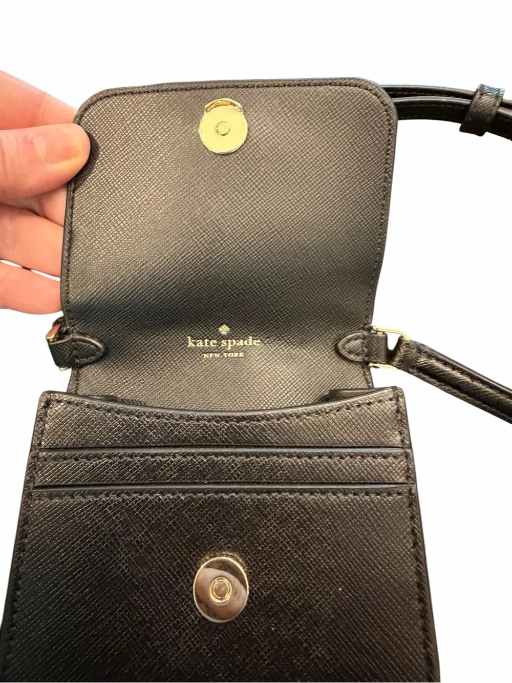 Kate Spade Staci North South Flap Phone Crossbody Bag Black Leather Purse Travel